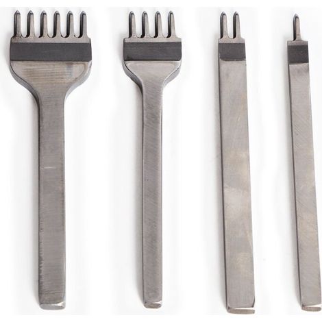Outils de couture DIY 4 mm - 1/2/4/6 dents avec perforation en métal et cuir en forme de diamant (lot de 4) (1/5)