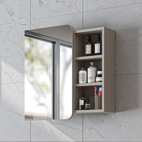 Roomart LYCIA-82 Spiegelschrank Bad 70 cm breit, Beige