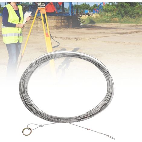 Cordon de mesure en fil d'acier, corde pour puits profonds, corde de mesure pour pieux forés, corde de mesure spéciale pour chantier de forage de puits, corde de mesure de 50 mètres, entièrement en fi (1/5)