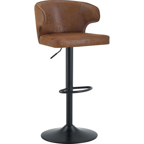 Set di 2 sgabelli da bar con schienale, altezza regolabile, rotazione 360°, marrone (1/5)