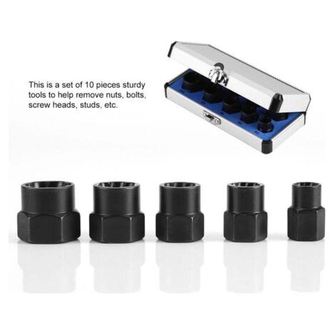 NALOOKAMIC Extracteur de Vis 10 Pièces, Extracteur Ecrou Antivol Universel, Douille Torx Femelle Coffret pour Enlever Les Boulons, Rouillés et Écrous Endommagés