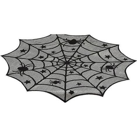 Nappe d'Halloween en dentelle tricotée, motif toile d'araignée noire, décoration de table pour restaurant (1/5)