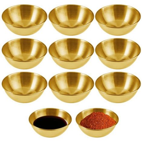 Bol Sauce Acier 10 Pièces Or 8.2x3cm 120ml - Mini Rond Trempage Collation - Pour Épice Apéro Dupcheliry (1/5)