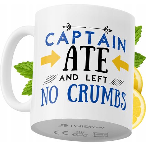 Mug humoristique « Capitaine » avec texte amusant et design graphique. Idéal pour les anniversaires, les fêtes et les occasions spéciales. Mug premium pour la maison, le bureau et le travail. Blanc, 3