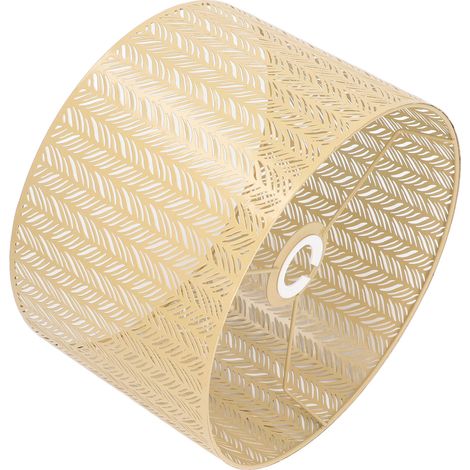 Abat-jour tambour E27 E14 à clip en forme de feuille de sapin, en métal ajouré, décoratif, doré, pour lampe de table, applique ou plafonnier. (1/5)