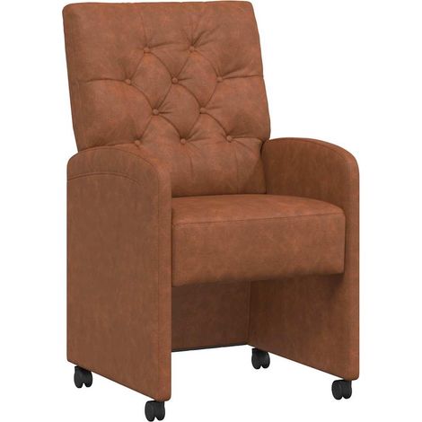 Maison Exclusive - Esszimmerstühle mit Rollen 2 pcs Braun 58 x 67