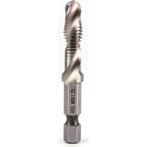Foret et taraud coniques M8 HSS à queue hexagonale de 1/4" - Pièce pour outil électrique (1/4)