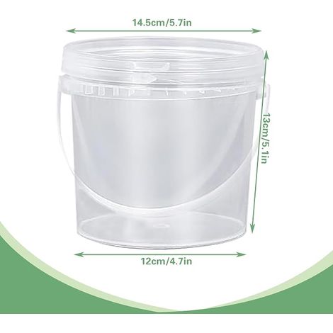 Transparent Paint Buckets with Lids and Handles Empty Paint Pots 1.5L Paint Can for Paint, Pigment (1/4)
