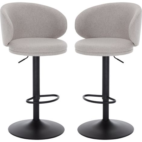 Wahson Sgabelli bar Set di 2, Cucina Sgabelli in Tessuto, Moderna Sgabelli Alti con Schienale, Regolabile e Girevole per Cucin, a Penisola, Grigio (1/5)