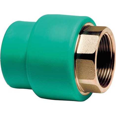 Manicotto diritto ff con inserto ottone filettato in ppr polipropilene verde  Misura: 3/4x25mm