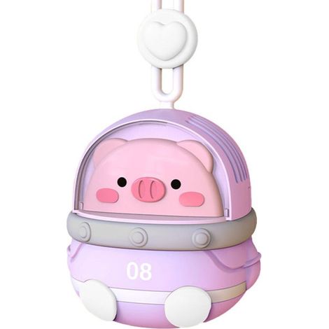 Ventilateur de cou rechargeable USB portable - Mignon animal 3 vitesses - Petit ventilateur électrique violet (1/5)