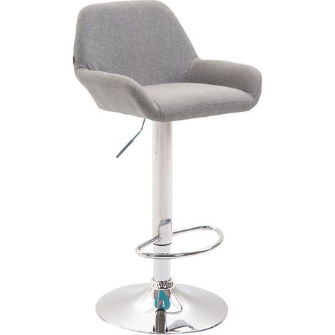 Sgabello da bar x1 con poggiapiedi e braccioli in tessuto grigio base a tromba in metallo cromato 100005600