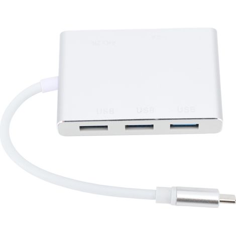 Hub USB-C portable 5 en 1, adaptateur multiport USB-C vers USB avec interface multimédia HD USB 3.0 VGA pour téléphone, ordinateur et ordinateur portable (argenté) (1/5)