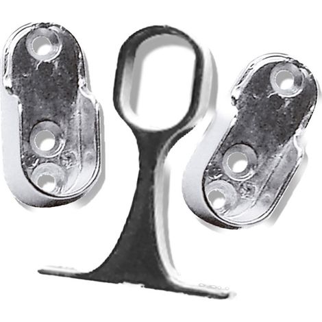 Soporte para tubo armario oval lateral y central zamak con acabado aluminio 44x15x10mm