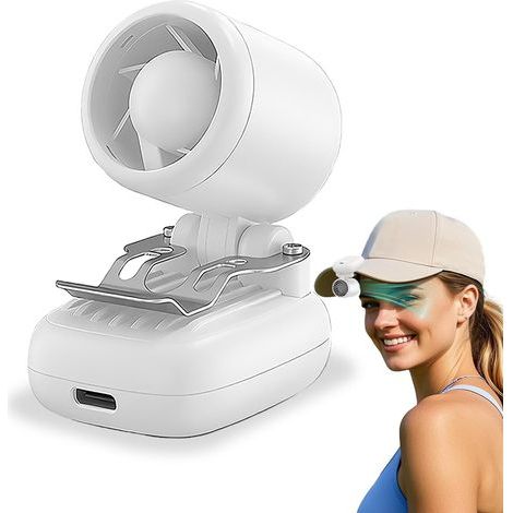 Mini Ventilateur Clip-On 3-en-1, Ventilateur de Casquette Portable pour Randonnée, Camping, Course et Voyage – Blanc (1/5)