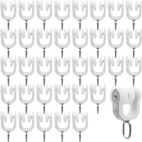 36 pièces Rouleaux de Rail de Rideau Rail Extérieur Crochet de Rideau Rail Glisseur Rail,Rideau Poulie à Rideaux en plastique (Blanc) (1/5)