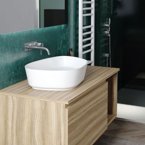 Lavabo da appoggio in ceramica bianca modello nebula 55 54,5x42x14 cm BARBOTTINA