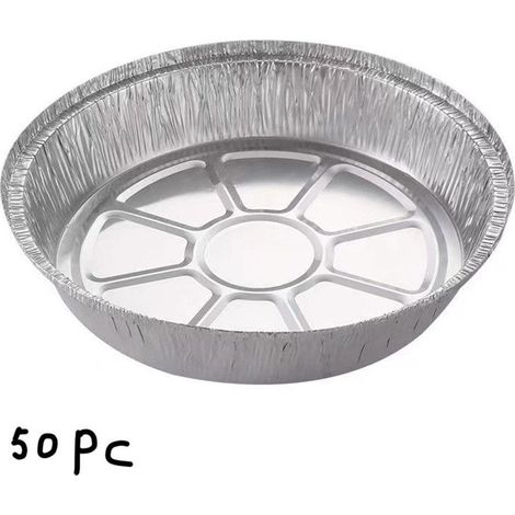 50 moules à gâteaux jetables, aluminium 23 cm, forme ronde rainurée, hauteur 5 cm, idéaux pour fêtes et pâtisserie maison