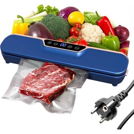 pair Machine d'emballage sous vide 4 en 1, 62 capsules, compacte, pour aliments secs ou humides, 10 sachets plastiques - bleu