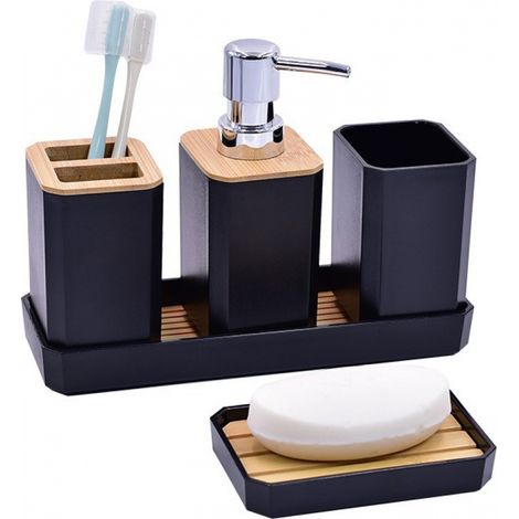 (Black) Bathroom Accessories Set, Bathroom Accessories Gift, Soap Dispenser/Dish, Bohemian, Modern Decor (1/5)