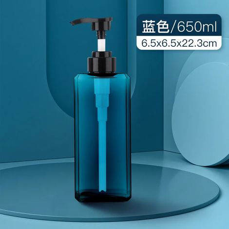 (Bleu 650 ml - 1 pièce) Nouveau distributeur de savon vide pour salle de bain, flacon à pompe en PETG, pour shampoing, gel douche ou après-shampoing, 250/450/650 ml (1/5)