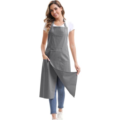 Tablier unisexe de potier Tablier long avec 3 poches boucle réglable pour la peinture Roue céramique DIY (1/5)