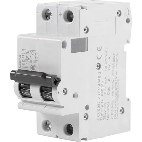 Interrupteur magnéto-thermique 2 pôles 16 A 6 KA Classe C 400 V, pour la protection des circuits électriques et la sécurité dans les installations.
