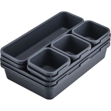 Organisateur de tiroirs pour bureau et cuisine, séparateurs de tiroirs à 8 compartiments, plateaux en plastique extra profonds pour la maison et le bureau (1/4)