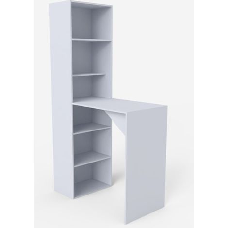 Table murale moderne pour tabourets avec étagères h109 Tanul - Blanc (1/4)