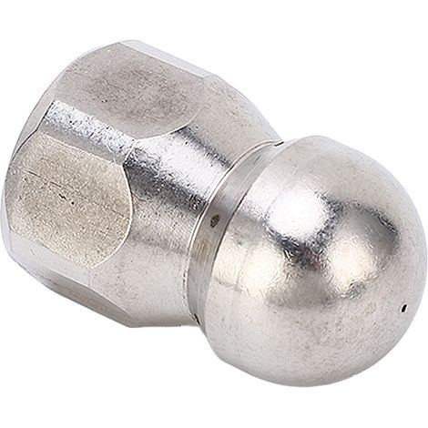 Buse de nettoyage haute pression 5000 PSI pour le débouchage de canalisations, buse de nettoyage à jet d'eau en acier inoxydable, tête sphérique, 1 orifice avant et 1 orifice arrière, 6 trous G3/8 po (1/5)