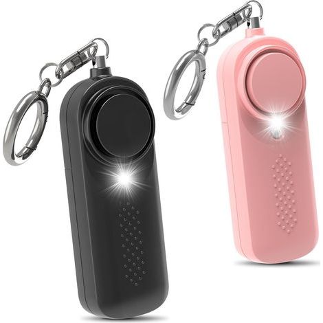 Lote de 2 alarmas personales para mujeres, sirena de 130 dB con llavero LED luminoso, alarma de seguridad personal para niños, mujeres y estudiantes. (1/5)