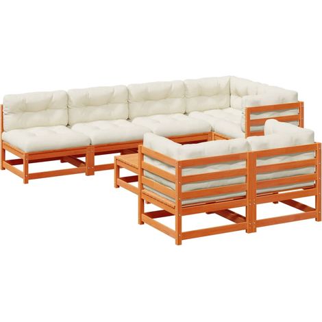Maison Exclusive - Set de sofás jardín 8 pzas con cojines madera (1/5)