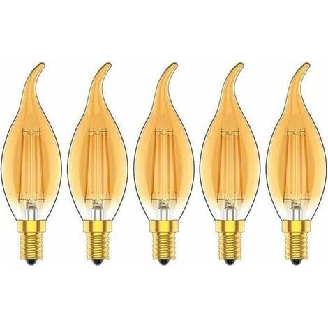 Ampoule �� filament vintage 4W �� intensit�� variable, culot E14 LED, jaune chaud, 2300K, 320lm, 220V AC, lot de 5 [Classe ��nerg��tique A]