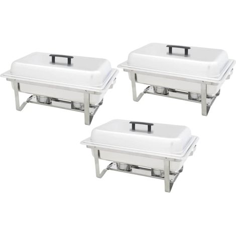 Ensemble de chauffe-plats 3 pcs Acier inoxydable (1/5)