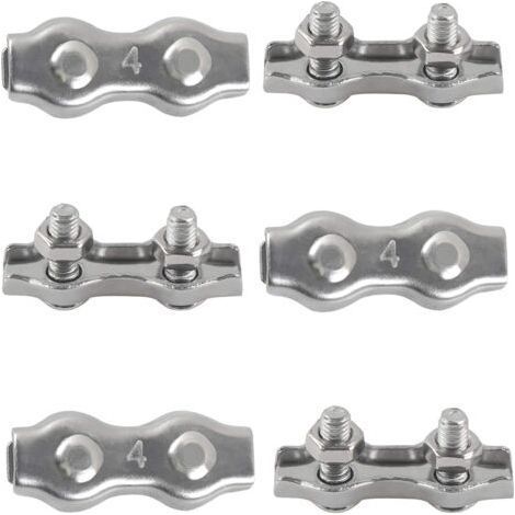 M4 Duplex Clips Serre-câbles en Acier Inoxydable 304 Pinces Duplex pour Filin pour Cordes à Linge en Câble Métallique Voiles de Soleil Suspendues Patio Fixe 6 pièces (1/5)