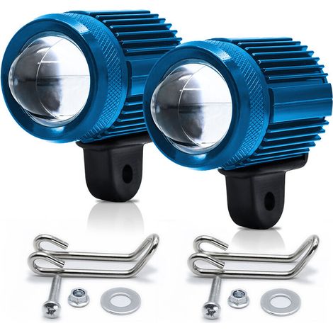 2 Stück Motorrad-Spotlicht, Motorrad-LED-Fahrlicht, Nebelscheinwerfer, zweifarbig, 6000 K weiß, 3000 K gelb, 30 W, LED-Scheinwerfer für Motorrad, Auto, Traktor, LKW, ATV, SUV, Boot, Blau (1/5)