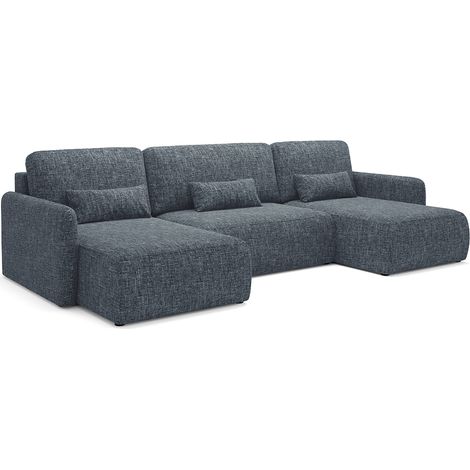 U-Sofa, 4-sitzig, umwandelbar, mit Truhe Lazare Blau