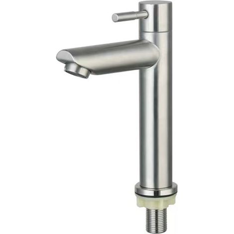 Robinet Lave Main Eau Froide, Mitigeur Lavabo Acier Inoxydable, Robinet Eau Froide avec Tuyau, Avec Aérateur Amovible, Mitigeur de Salle de Bains à Économie d'Eau (1/5)