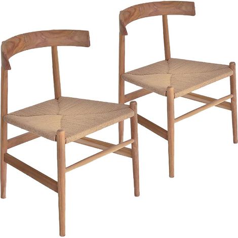 YAO - Lot de 2 Chaises en Teck Brut Recyclé - Style Scandinave & Ethnique - Dimensions L53xP50xH79cm - Pièces de Seconde Vie (1/3)