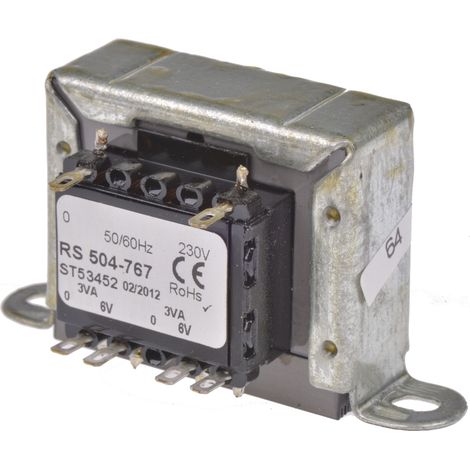 Transformateur à montage sur châssis, Vin 230V c.a., Vout 6V c.a., 2 sorties, 6VA ( Prix pour 1 )