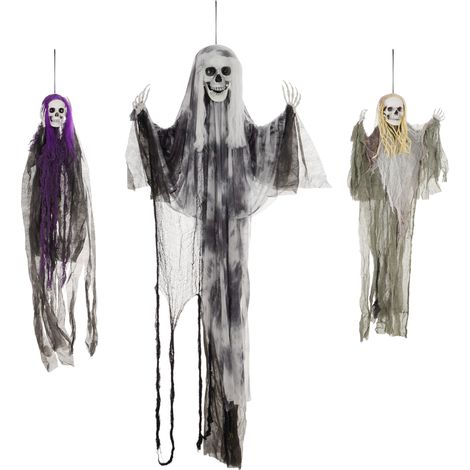 Hängende Skelett-Geister, 3er Set, Halloweendeko, verstellbare Arme, 90/110/200cm (1/5)