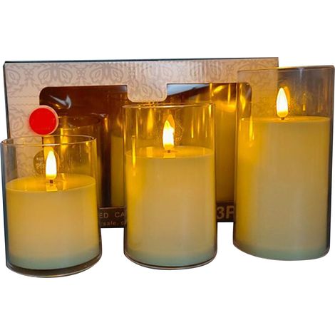Lot de 3 bougies LED sans flamme, éclairage électronique pour décoration de table de mariage et de fêtes, mèche conique. (1/5)