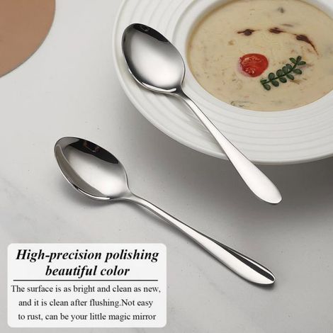 Cuillères à soupe en acier inoxydable - - 12 pièces - Passe au lave-vaisselle - Résistance à la rouille (1/5)