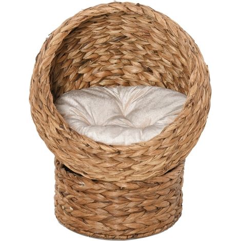 Cuccia per gatti in giacinto d'acqua con cuscino 50 x 42 x 60 cm (1/3)