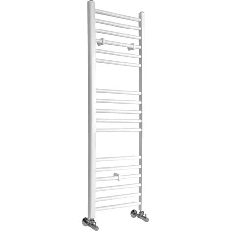 Milano Ive White Straight Bar Heated Towel Rail Radiator - 1200mm x 400mm (1/4)