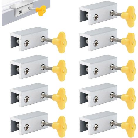Verrou de fenêtre ING à 9 verrous - Verrou coulissant réglable avec clé - Convient aux portes et fenêtres coulissantes - 60 mm