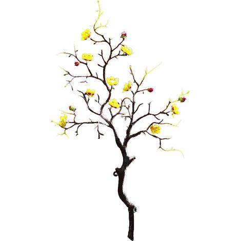 Fleur de prunier artificielle, fausse tige de branche douce d'hiver réaliste pour Vase, arrangement de décoration de Table de mariage à domicile, jaune (1/5)