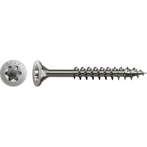 SPAX Edelstahlschraube, 4,5 x 50 mm, 200 Stück, Teilgewinde, Senkkopf, T-STAR plus T20, 4CUT - 0197000450503