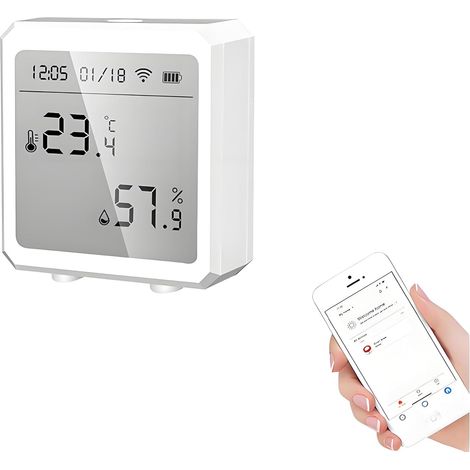 Thermomètre-hygromètre numérique WiFi Mengsheen, capteur de température et d'humidité intérieure, compatible avec les applications Alexa et Google Home, alertes et graphiques de données pour la maison (1/5)