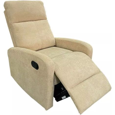 poltrona bellahome "clara" con recliner in tessuto beige 71x88x102 cm